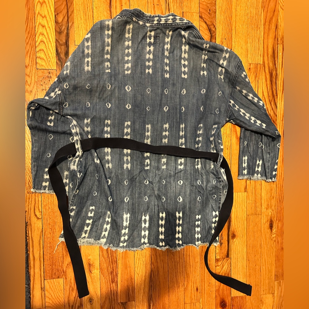 Current/Elliott Indigo Patterned Denim Kimono Jac… - image 2